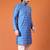 Mens cotton silk woven design with fancy button kurta turquoise
