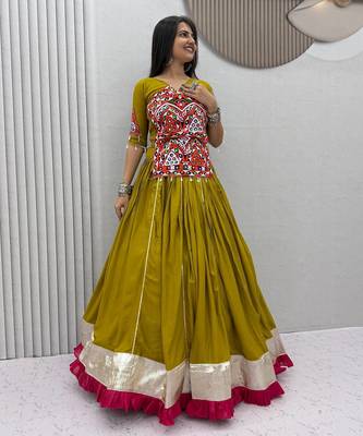 Navratri Special Mustard Yellow Embroidered Chaniya Choli for Women 3