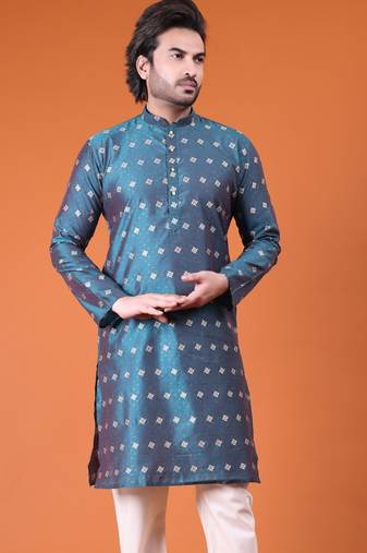 wine cotton rayon men's kurta with self design work