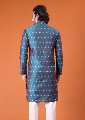 Mens cotton rayon self design with printex kurta wine 2