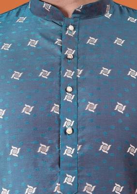 Mens cotton rayon self design with printex kurta wine 5
