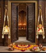 handmade tealight holder with ganesh lakshmi decorative diya hanging for home decoration (pack of 2)