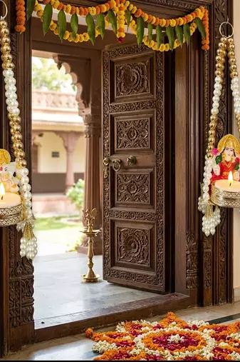 handmade tealight holder with ganesh lakshmi decorative diya hanging for home decoration (pack of 2)