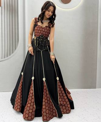 Navratri Special Black & Maroon Printed Chaniya Choli for Women 1