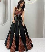 Navratri Special Black & Maroon Printed Chaniya Choli for Women