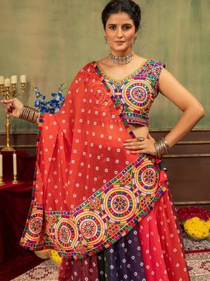 Multi Embroidery Lace and Printed Faux Georgette Lehenga Choli 2