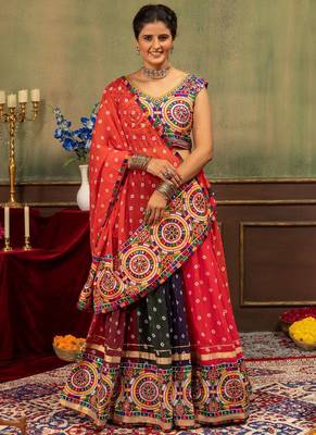 Multi Embroidery Lace and Printed Faux Georgette Lehenga Choli 1