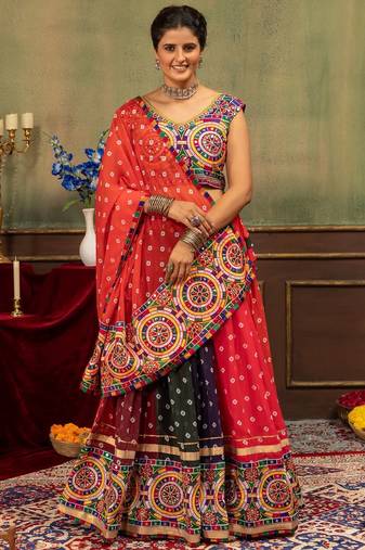 Multi Embroidery Lace and Printed Faux Georgette Lehenga Choli