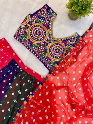 Multi Embroidery Lace and Printed Faux Georgette Lehenga Choli 4