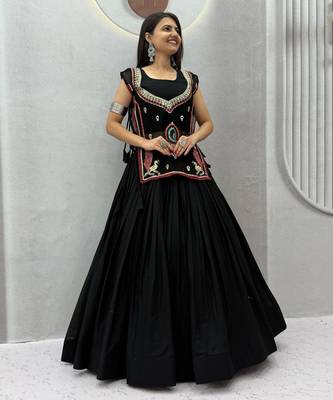 Navratri Special Black Embroidered Chaniya Choli for Women 1