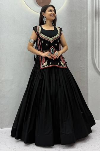 Navratri Special Black Embroidered Chaniya Choli for Women