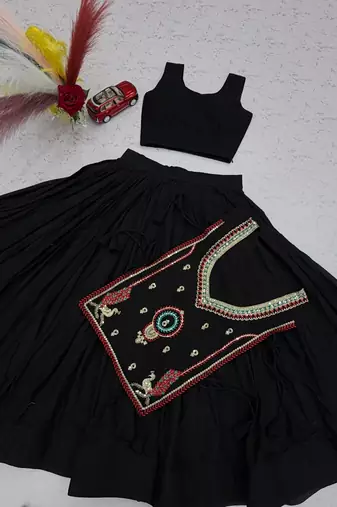 Navratri Special Black Embroidered Chaniya Choli for Women