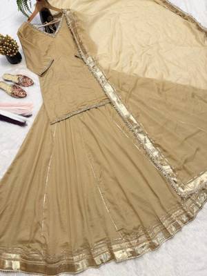 Golden Vichitra Silk Lehenga Choli with Dupatta 5