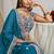 Captivating Teal Blue Dori, Zari and Sequins Embroidered Faux georgette Indian Designer Wedding lehenga choli