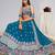 Captivating Teal Blue Dori, Zari and Sequins Embroidered Faux georgette Indian Designer Wedding lehenga choli