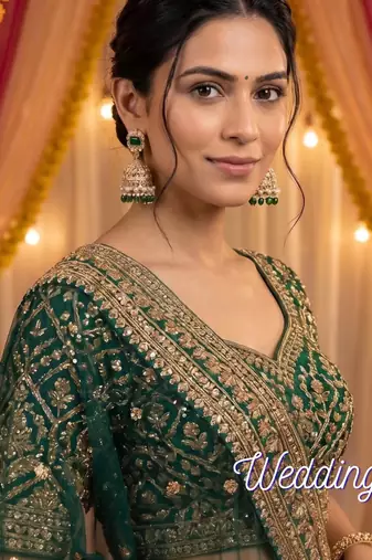 Rose gold plated green stone  studded dome jhumka earrings with pearls