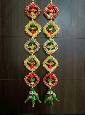 decorative gota chudi parrot hanging perfect for home decor  hanging for main door pooja decor (pack of 2) 1