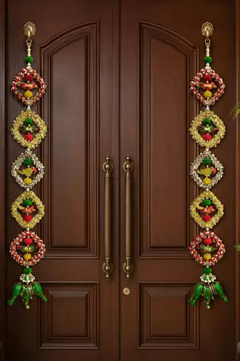 decorative gota chudi parrot hanging perfect for home decor  hanging for main door pooja decor (pack of 2)