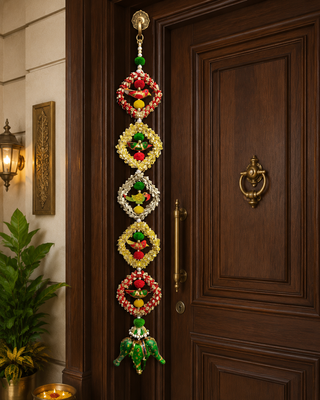 decorative gota chudi parrot hanging perfect for home decor  hanging for main door pooja decor (pack of 2) 3