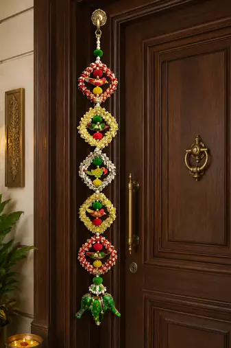 decorative gota chudi parrot hanging perfect for home decor  hanging for main door pooja decor (pack of 2)
