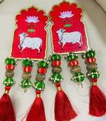 cow latkan hanging diwali decorations wall hanging toran for door rajasthani home decoration (pack of 2)