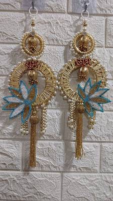 decorative shubh labh lotus patch wall hanging  wall hanging for home decor (pack of 2) 1