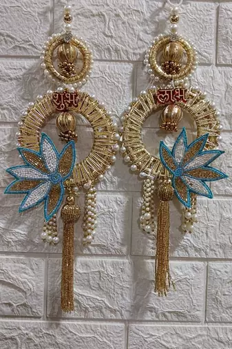 decorative shubh labh lotus patch wall hanging  wall hanging for home decor (pack of 2)