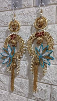 decorative shubh labh lotus patch wall hanging  wall hanging for home decor (pack of 2) 2
