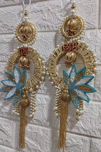 decorative shubh labh lotus patch wall hanging  wall hanging for home decor (pack of 2)