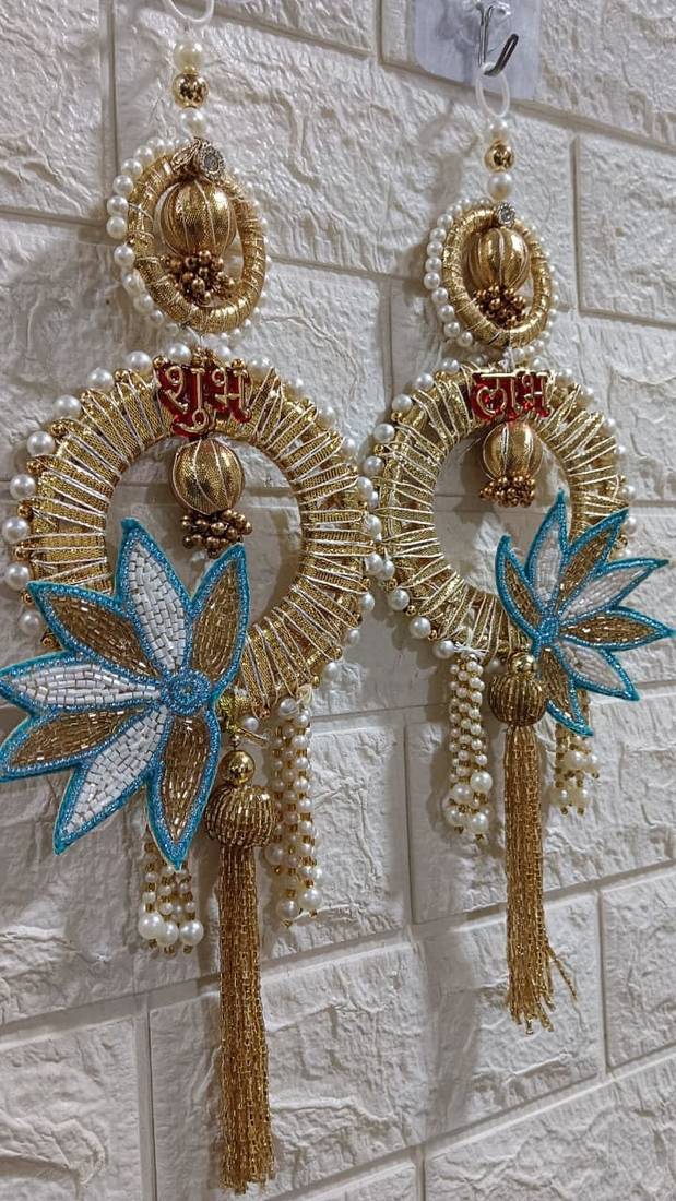 decorative shubh labh lotus patch wall hanging  wall hanging for home decor (pack of 2)
