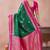 rama green zari work  silk saree traditional woven style saree with blouse piece