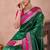 rama green zari work  silk saree traditional woven style saree with blouse piece