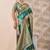 teal green zari work banarasi silk blend saree with tassels saree with blouse piece
