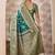 teal green zari work banarasi silk blend saree with tassels saree with blouse piece