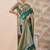 teal green zari work banarasi silk blend saree with tassels saree with blouse piece