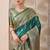 teal green zari work banarasi silk blend saree with tassels saree with blouse piece