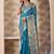 turquoise blue zari work banarasi silk blend saree with tassels saree with blouse piece