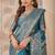 turquoise blue zari work banarasi silk blend saree with tassels saree with blouse piece