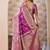 magenta pink zari work banarasi silk blend saree with tassels saree with blouse piece