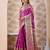 magenta pink zari work banarasi silk blend saree with tassels saree with blouse piece