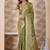 olive green zari work banarasi silk blend saree with tassels saree with blouse piece