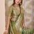 olive green zari work banarasi silk blend saree with tassels saree with blouse piece