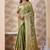 olive green zari work banarasi silk blend saree with tassels saree with blouse piece