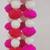 handmade pink pom pom bell hanging decorative pearl beads latkan for home decoration (pack of 4)