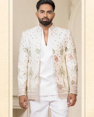 White multicolor jodhpuri for men | men's ethnic wear 1