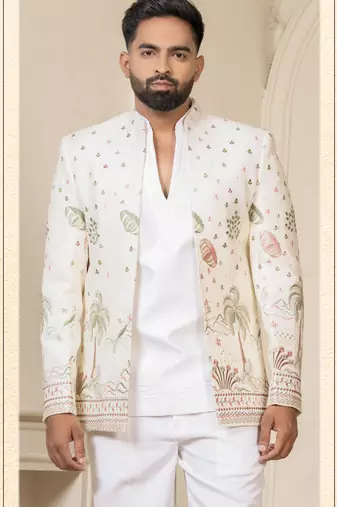 White multicolor jodhpuri for men | men's ethnic wear