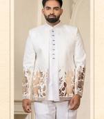 White gold foil jodhpuri for men | men's ethnic wear