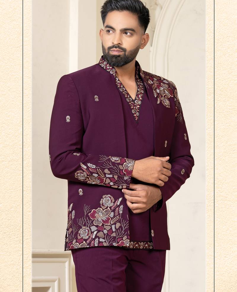 Wine jodhpuri for men | men's ethnic wear