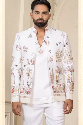 Carnival white jodhpuri for men | men's ethnic wear