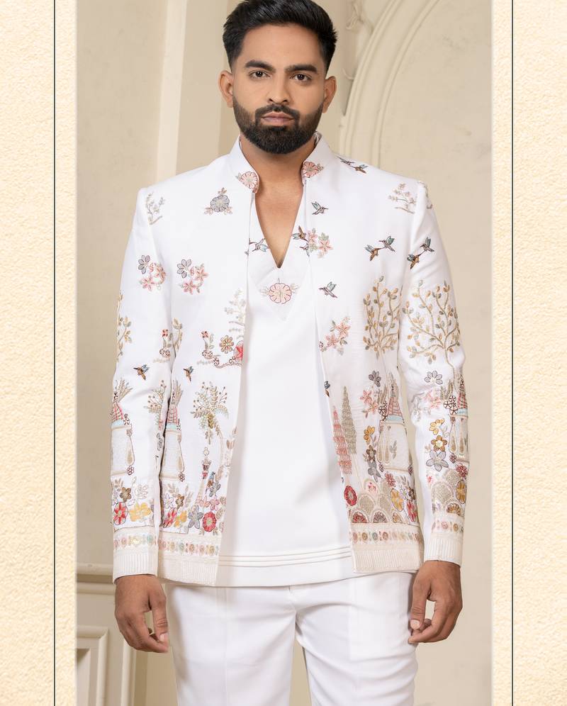Carnival white jodhpuri for men | men's ethnic wear